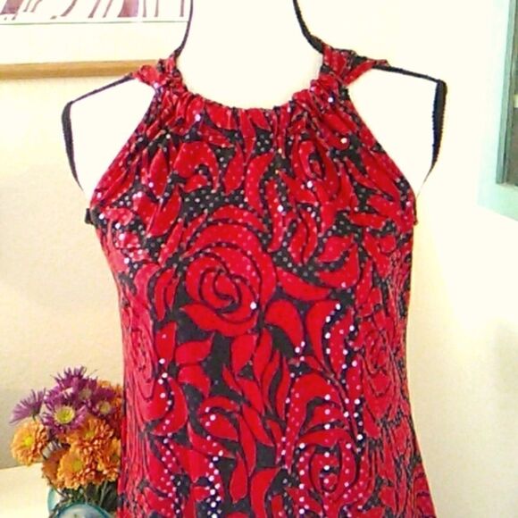 J.B.S. Sparkly Red and Black Swing Dress - Picture 2 of 10